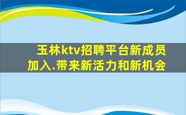玉林ktv招聘平台新成员加入.带来新活力和新机会